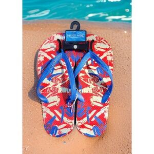 Men's Pacific Wave Flip Flops Sandles Blue Red Beachy Soft. Size Large 10-11